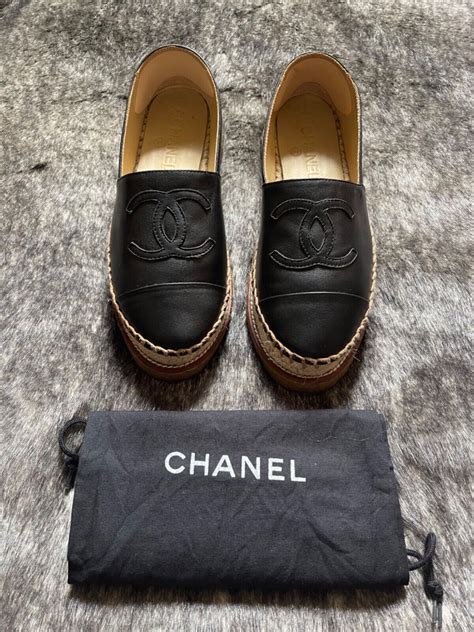 chanel black espadrilles flats|authentic Chanel espadrilles.